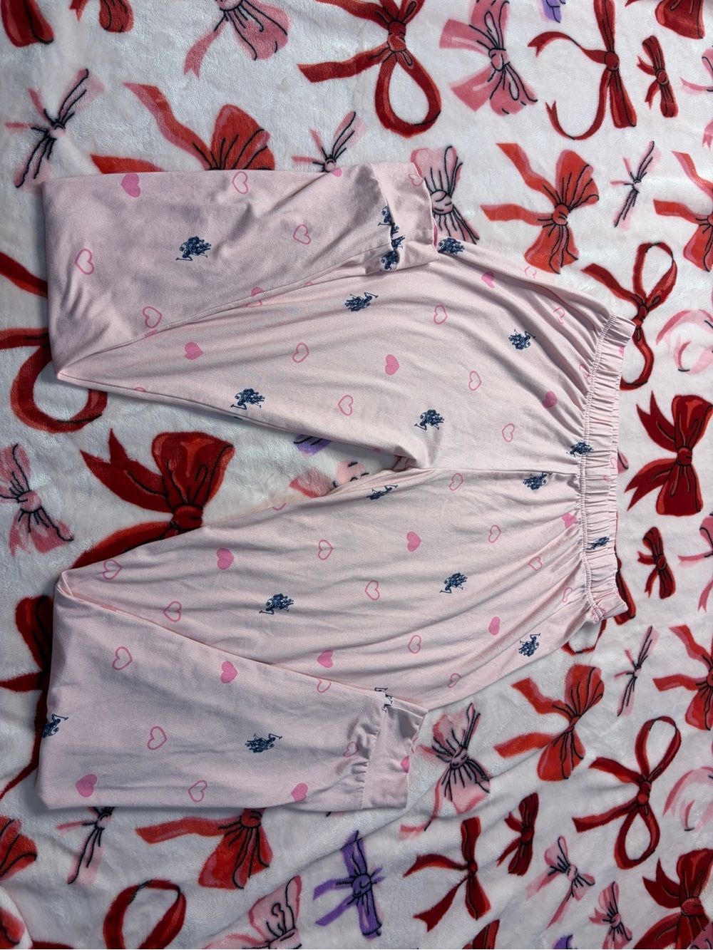 U.S. Polo Assn. Light Pink Heart-Print Pajama Pants